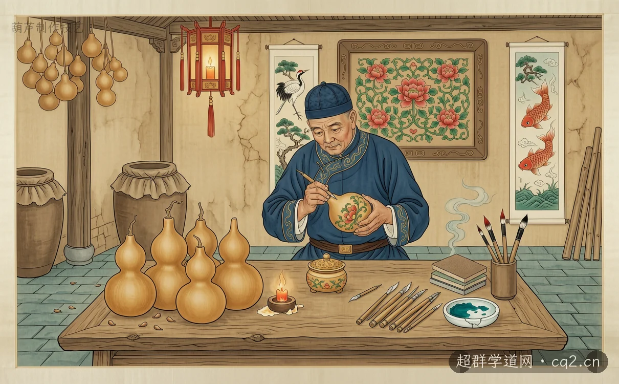 葫芦制作技艺（AI 生成意境插图）