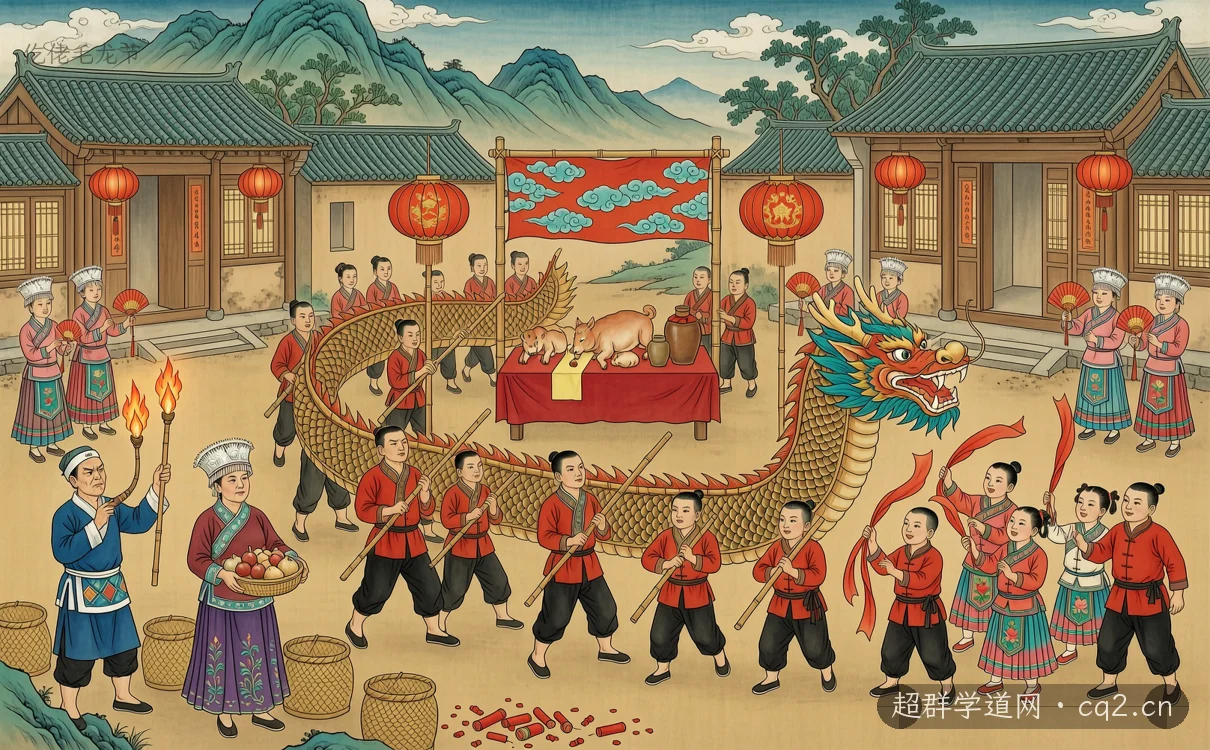 仡佬毛龙节（AI 生成意境插图）