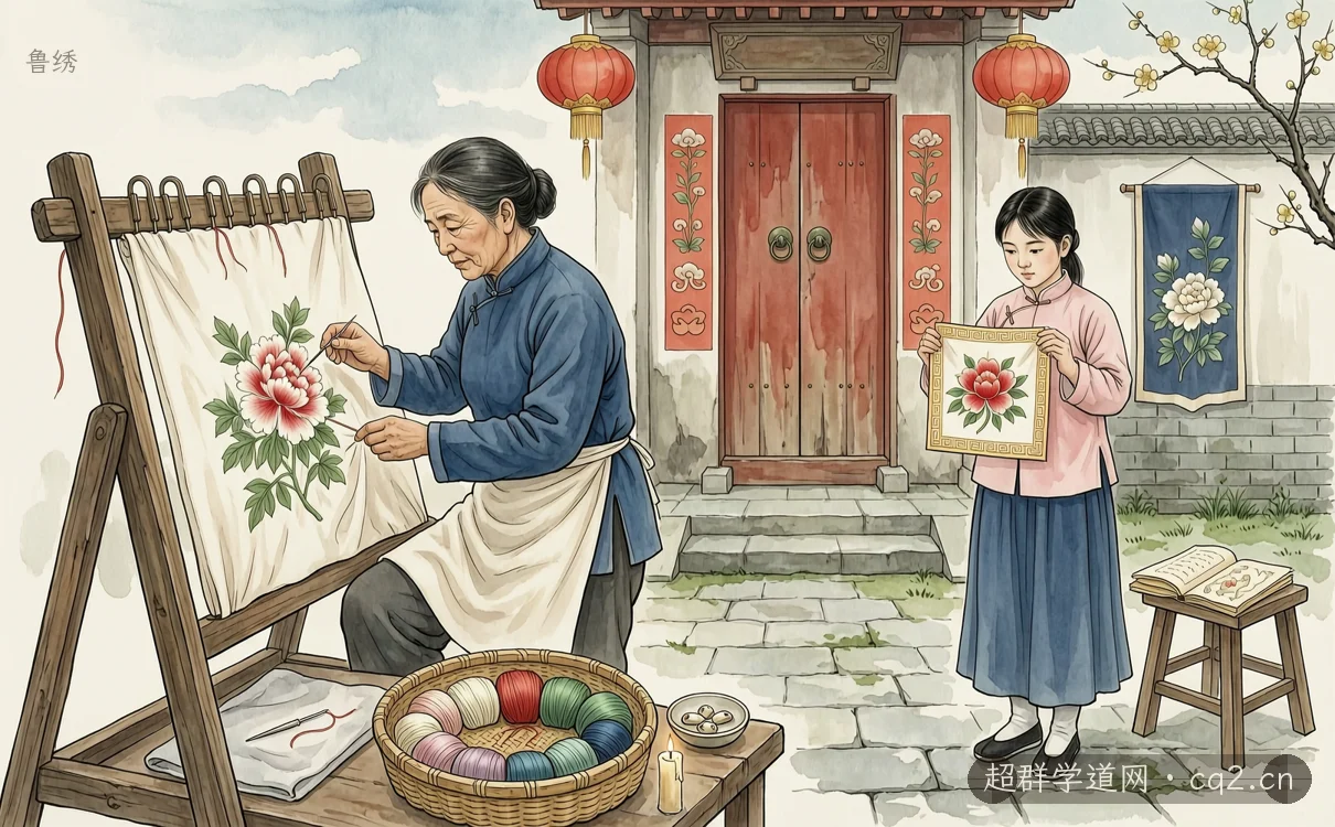 魯繡（AI 生成意境插圖）