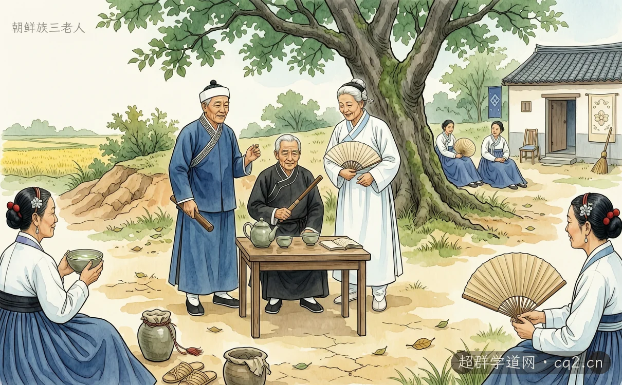 朝鮮族三老人（AI 生成意境插圖）