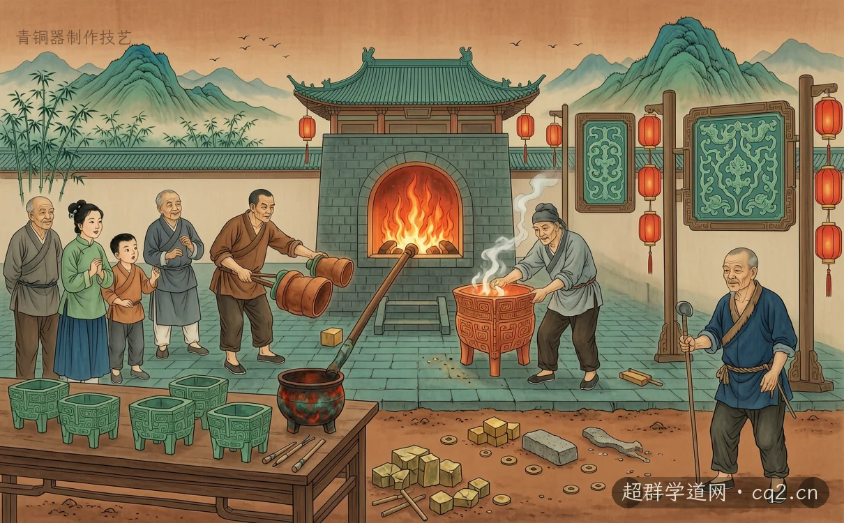 青铜器制作技艺（AI 生成意境插图）