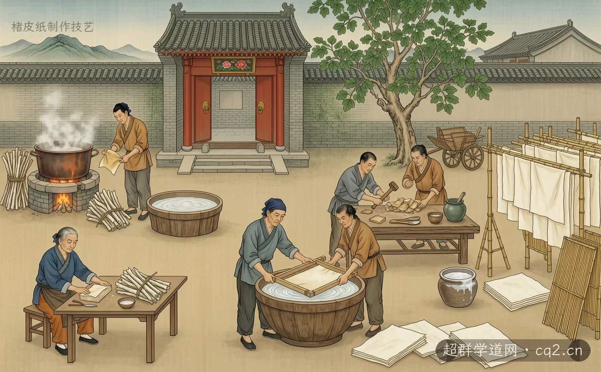 楮皮纸制作技艺（AI 生成意境插图）