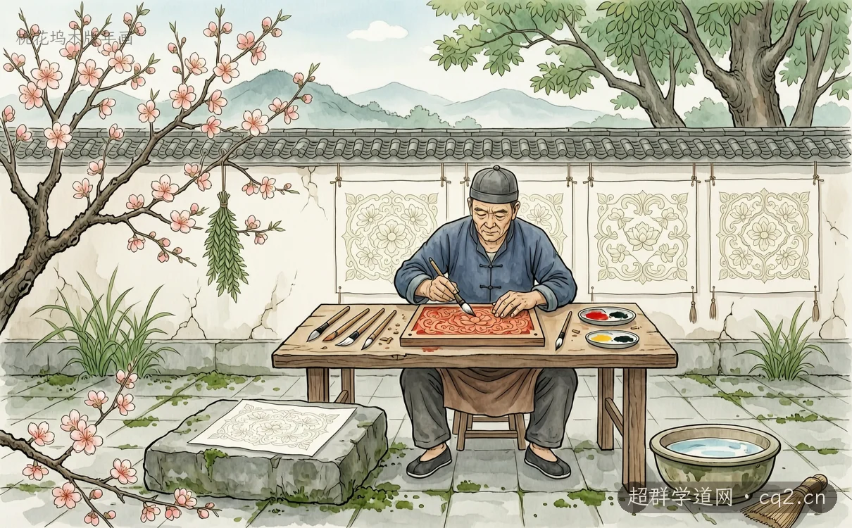 桃花塢木版年畫（AI 生成意境插圖）