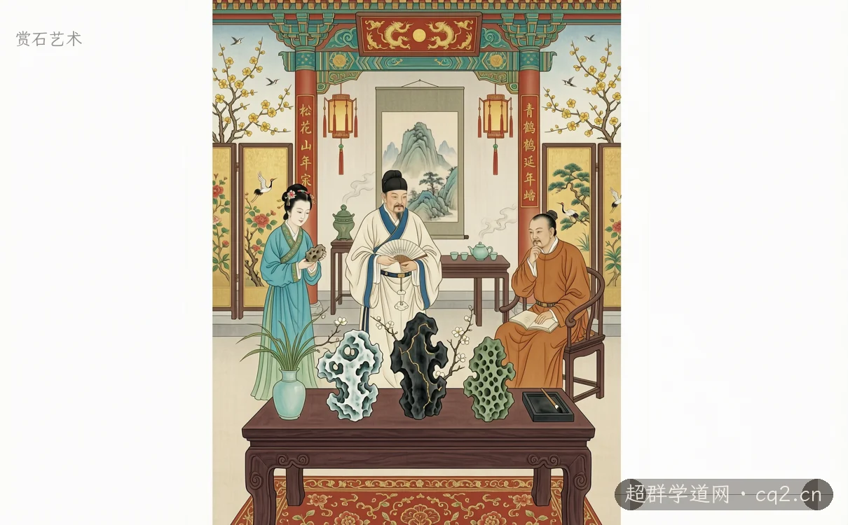 赏石艺术（AI 生成意境插图）
