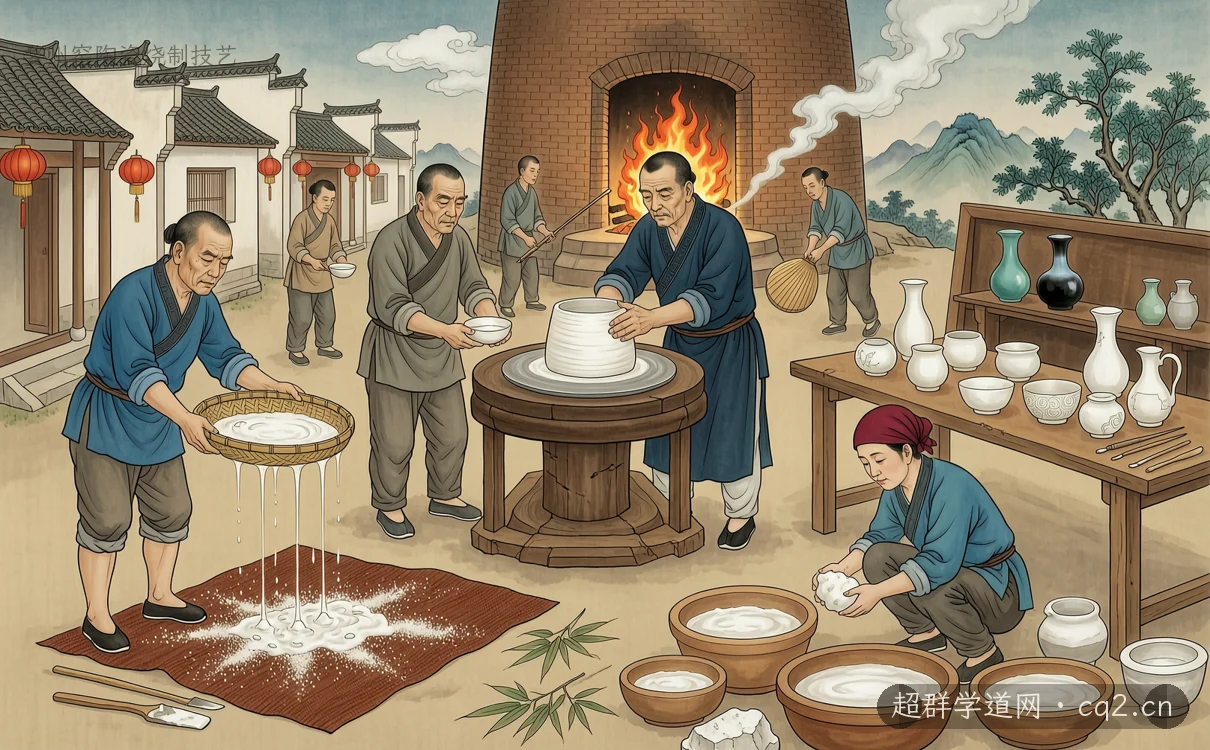 婺州窯陶瓷燒製技藝（AI 生成意境插圖）