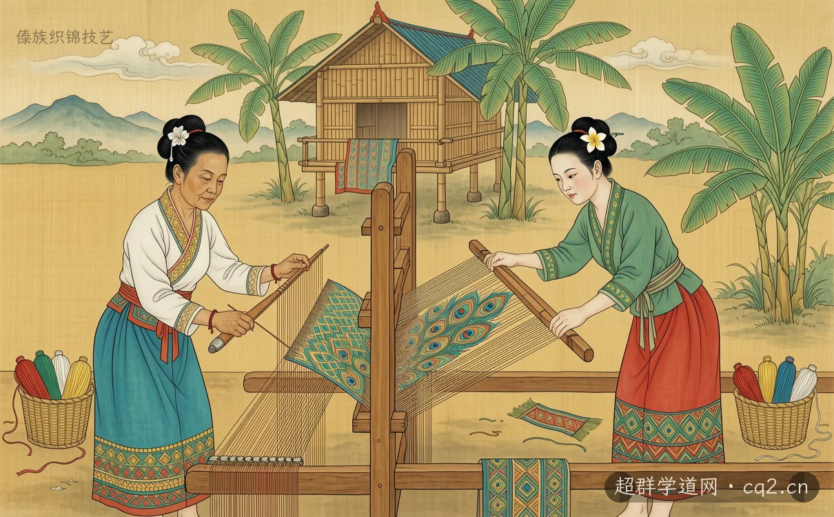 傣族织锦技艺（AI 生成意境插图）