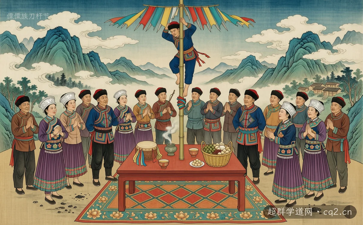傈僳族刀杆节（AI 生成意境插图）