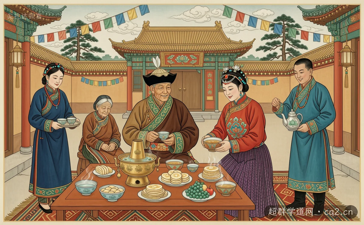 尖扎达顿宴（AI 生成意境插图）