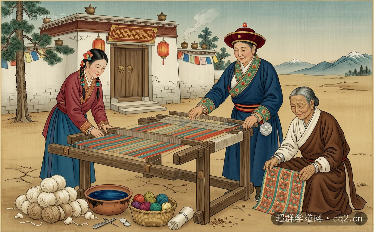 加牙藏族织毯技艺（AI 生成意境插图）