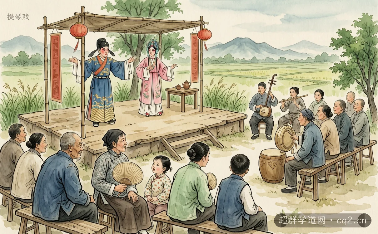 提琴戏（AI 生成意境插图）