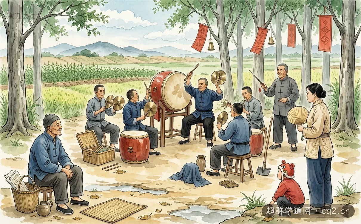 津门法鼓（AI 生成意境插图）