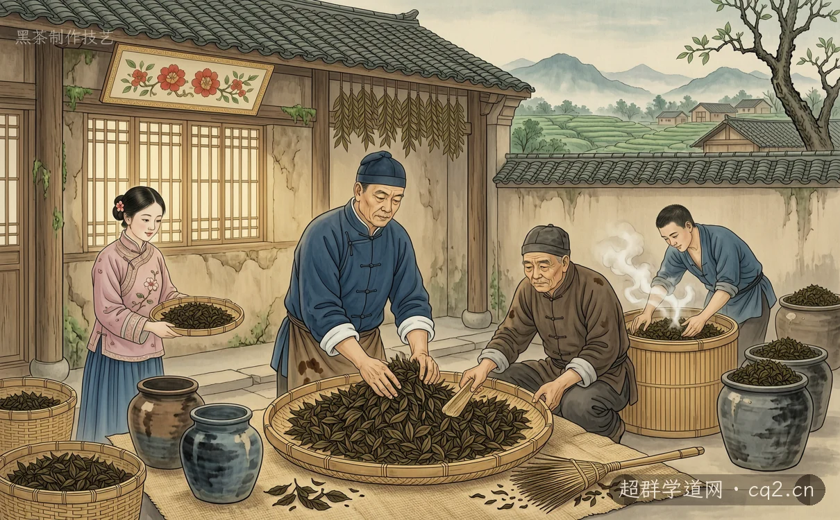 黑茶制作技艺（AI 生成意境插图）