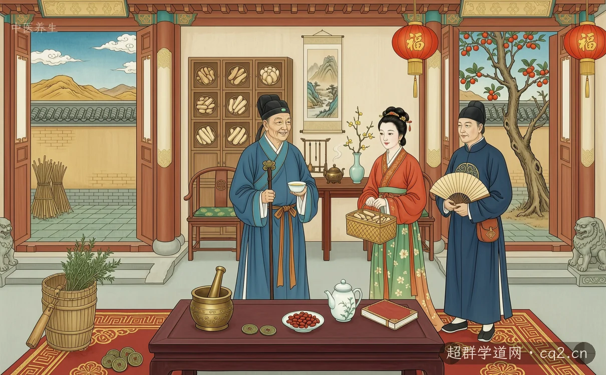 中醫養生（AI 生成意境插圖）