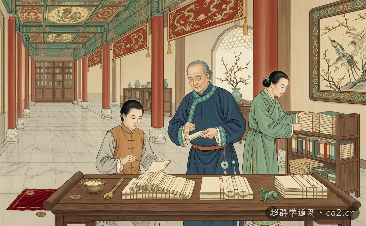 传统书籍装帧技艺（AI 生成意境插图）