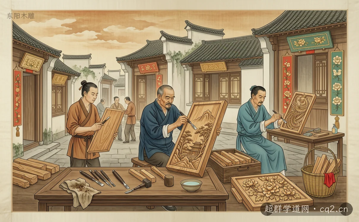 东阳木雕（AI 生成意境插图）