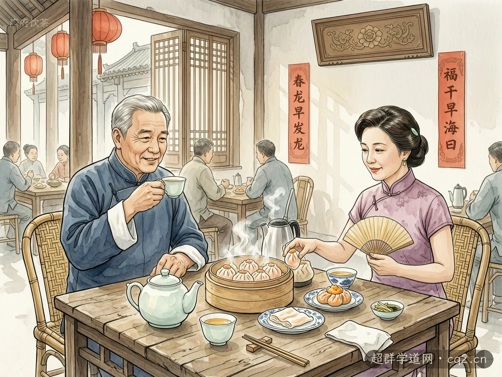 广府饮茶（早茶）（AI 生成意境插图）
