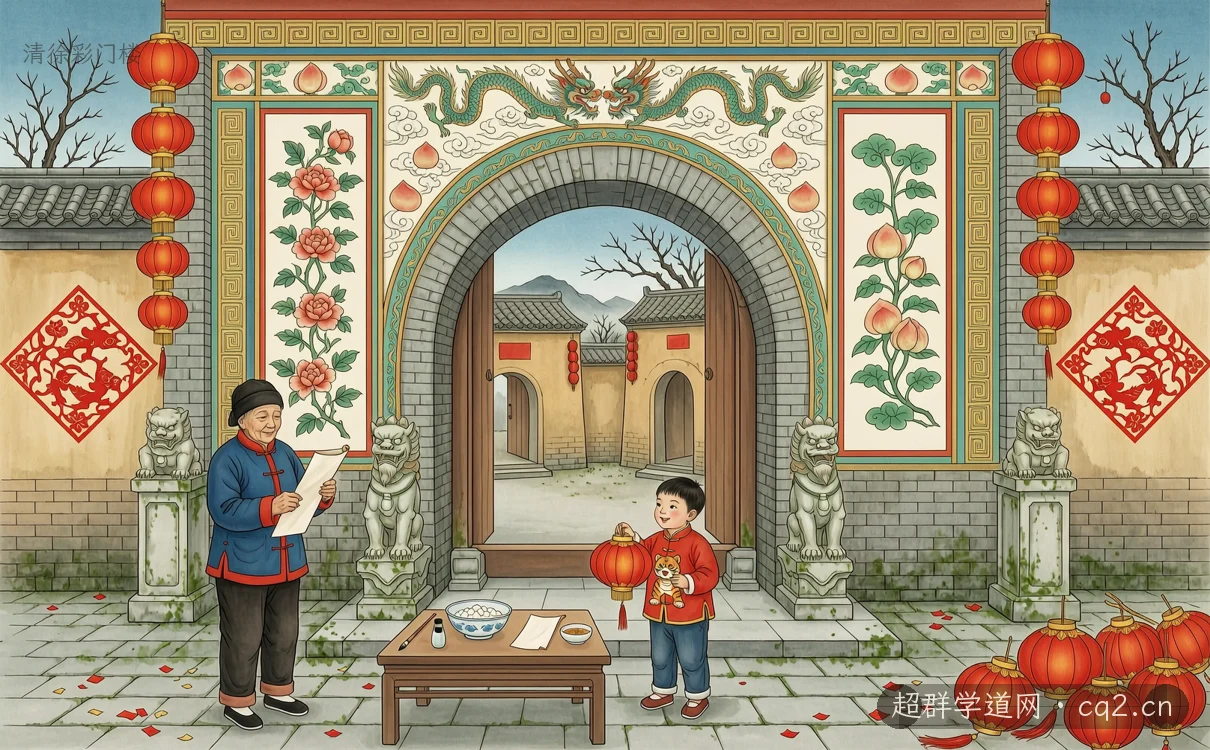 清徐彩门楼（AI 生成意境插图）