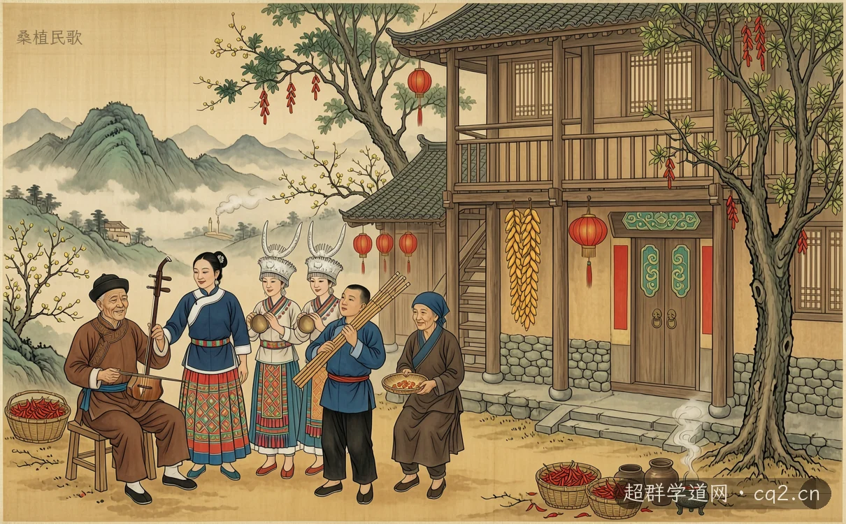 桑植民歌（AI 生成意境插图）