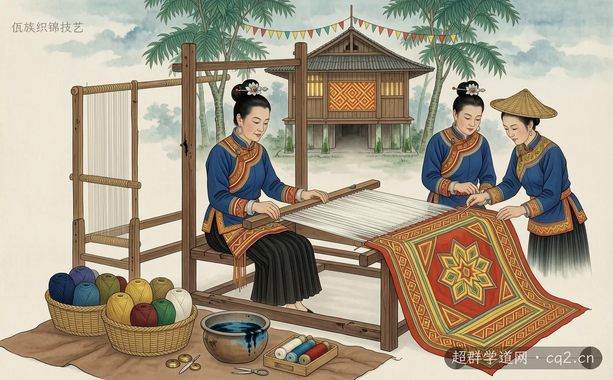 佤族织锦技艺（AI 生成意境插图）