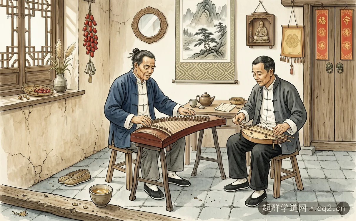曲沃琴書（AI 生成意境插圖）