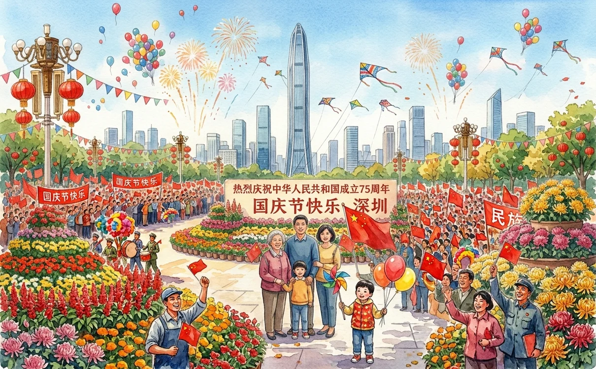 国庆节（AI 生成意境插图）
