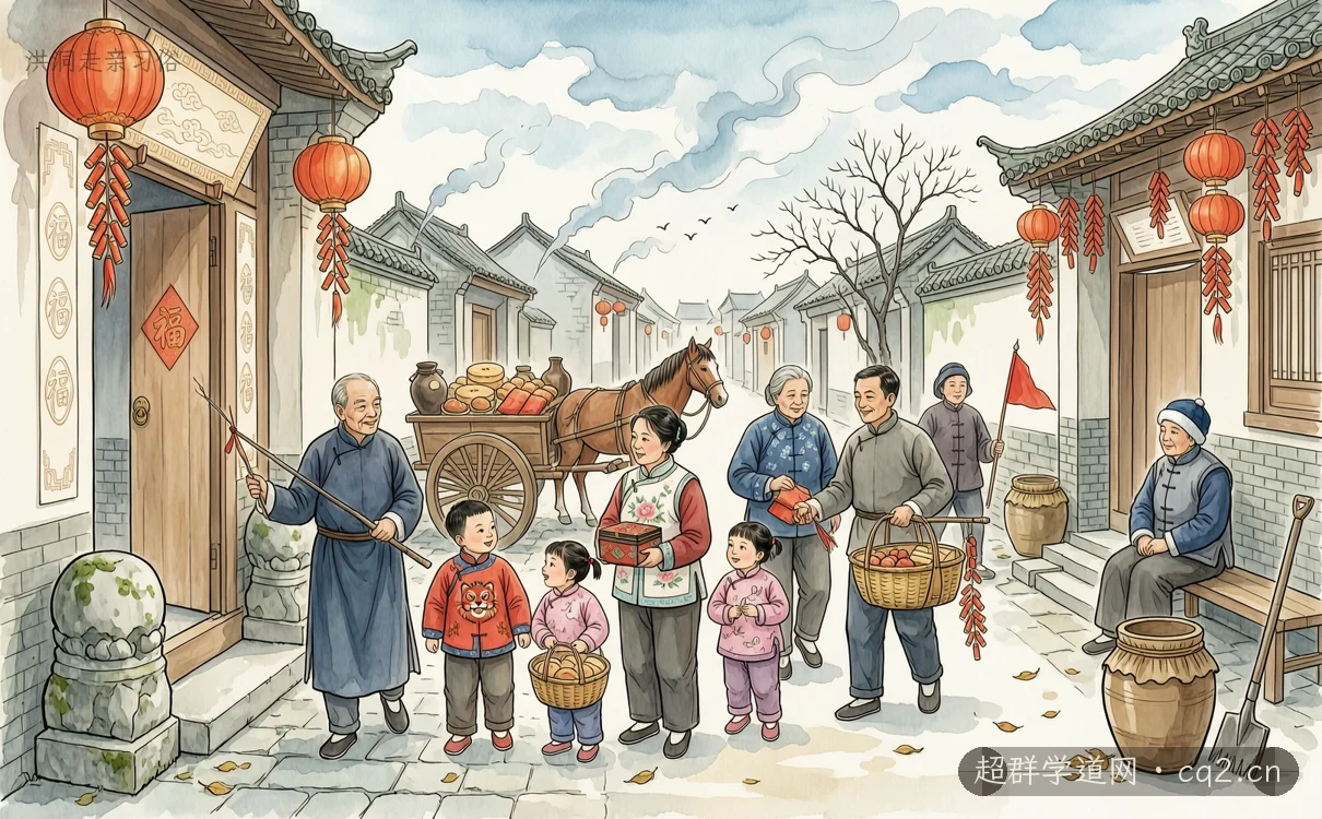 洪洞走親習俗（AI 生成意境插圖）