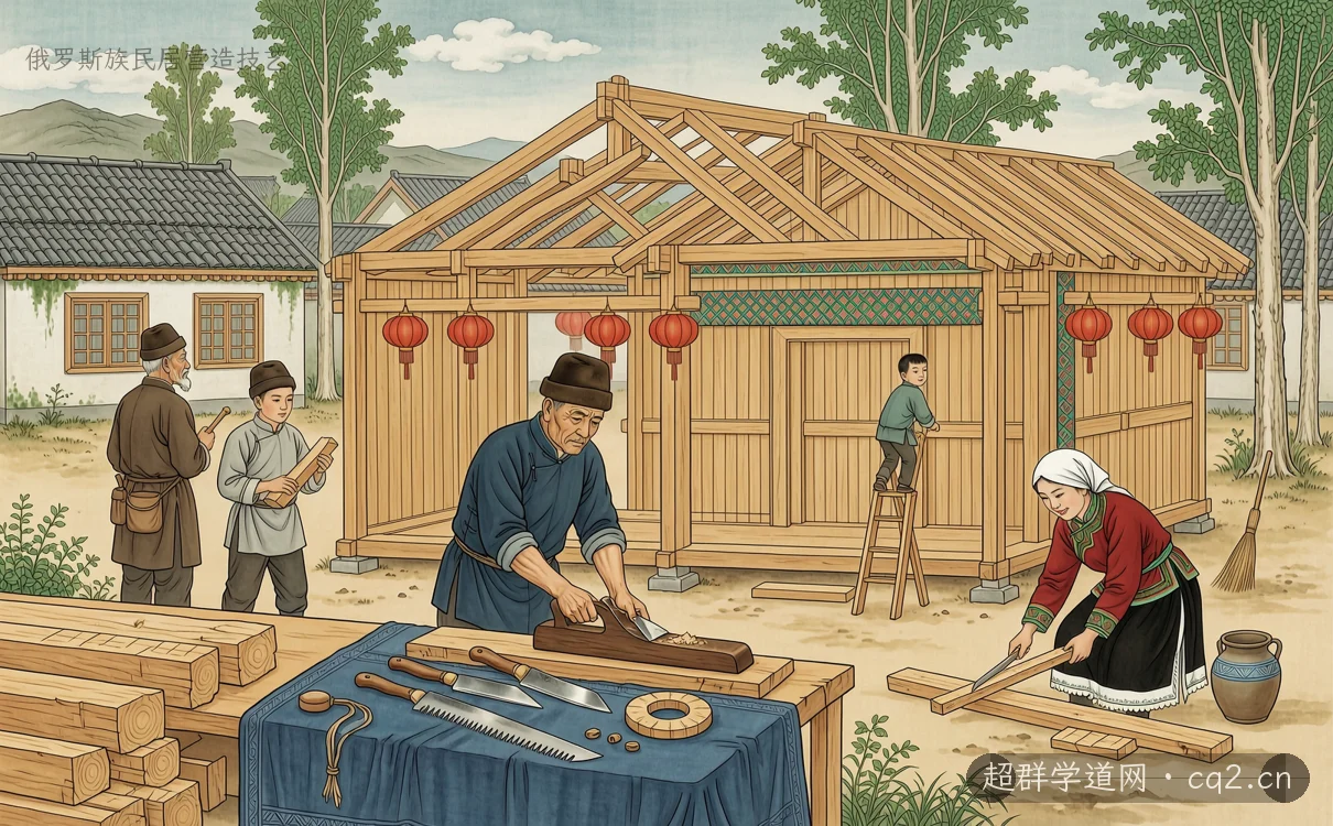 俄罗斯族民居营造技艺（AI 生成意境插图）