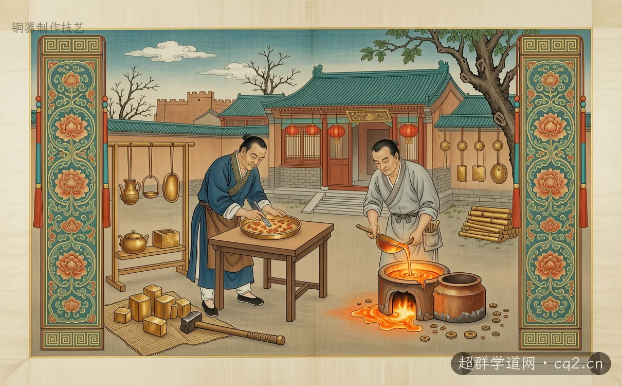铜器制作技艺（AI 生成意境插图）