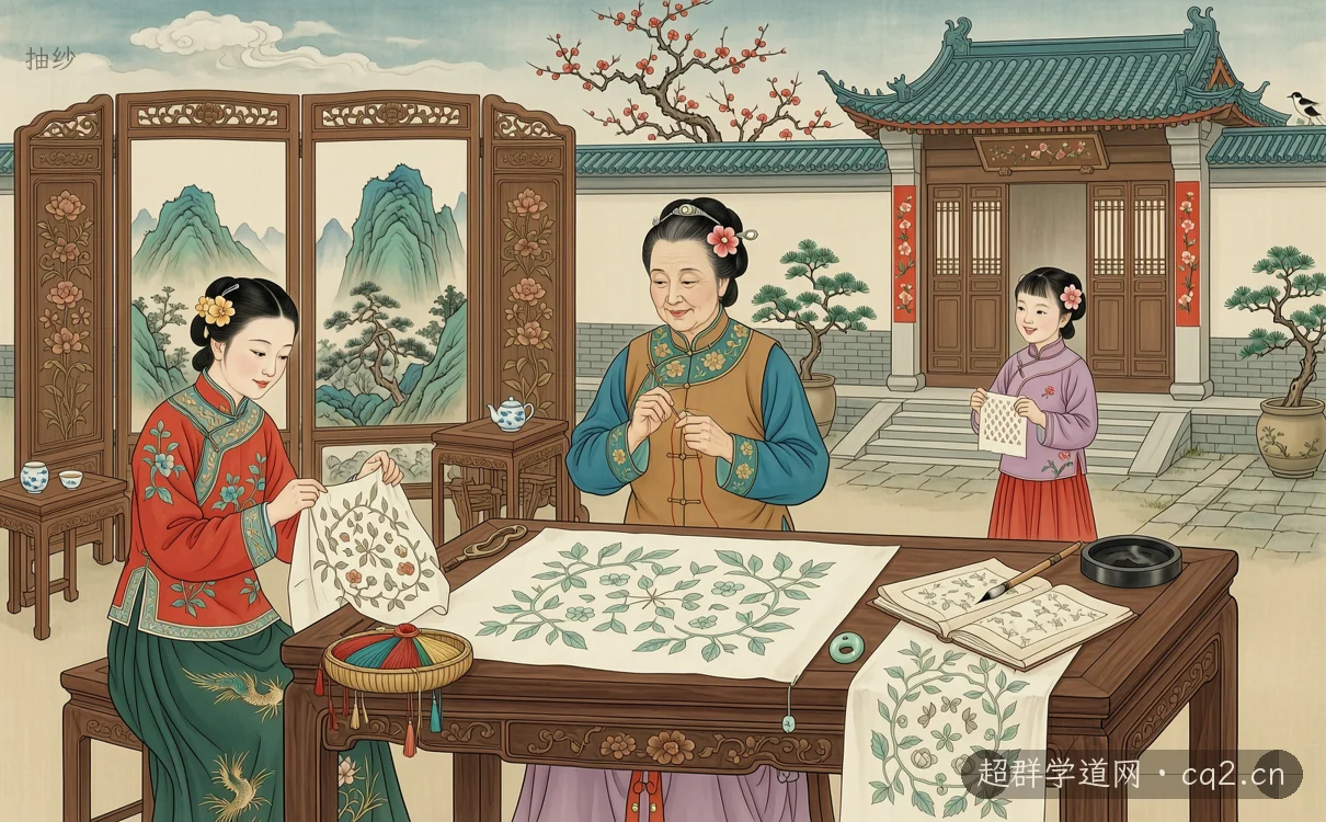 抽纱（AI 生成意境插图）