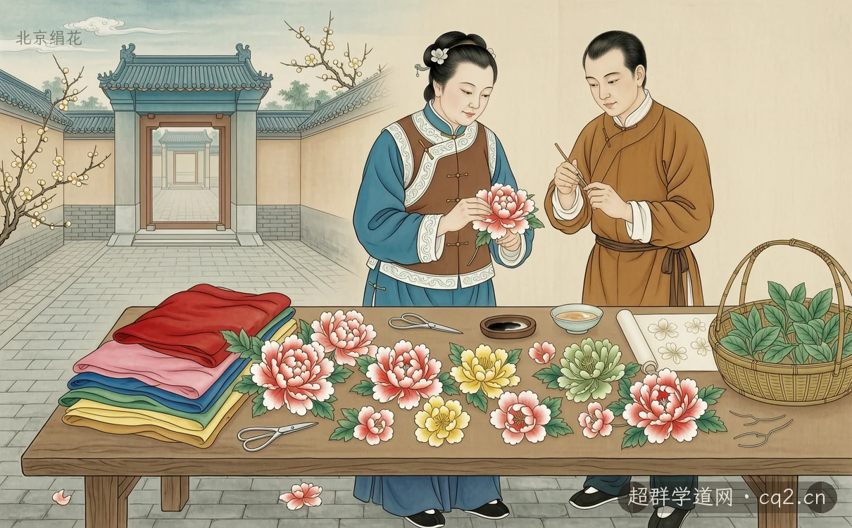 北京绢花（AI 生成意境插图）