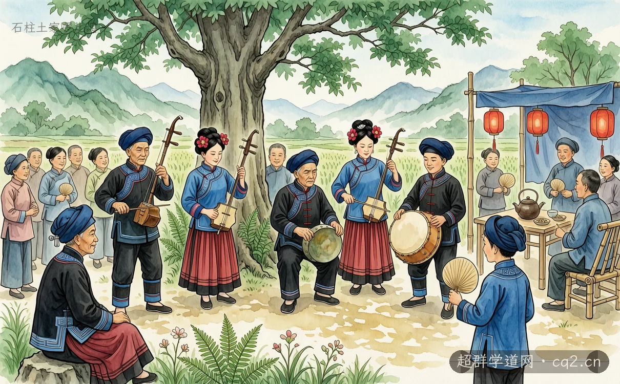 石柱土家囉兒調（AI 生成意境插圖）