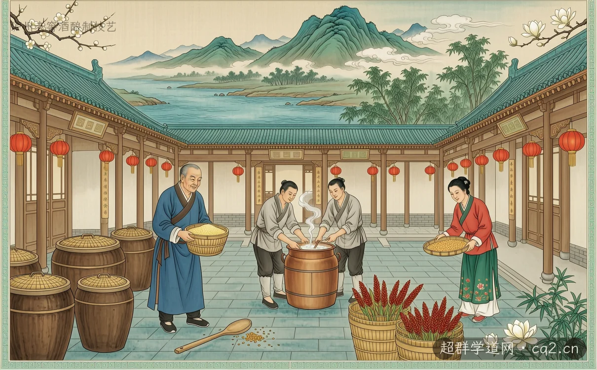 泸州老窖酒酿制技艺（AI 生成意境插图）