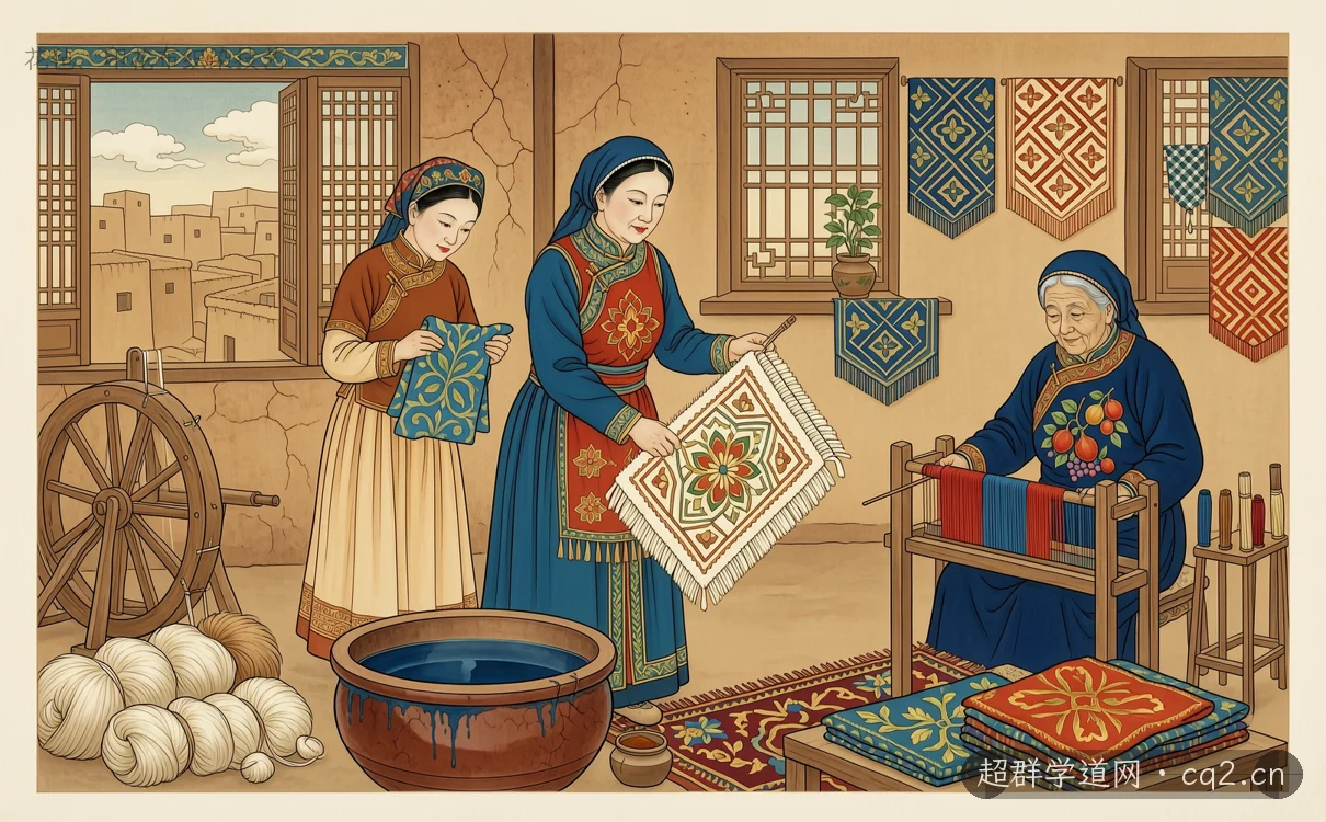 花毡、印花布织染技艺（AI 生成意境插图）