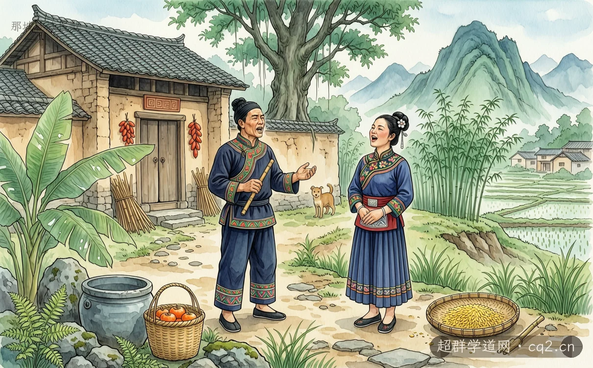 那坡壯族民歌（AI 生成意境插圖）