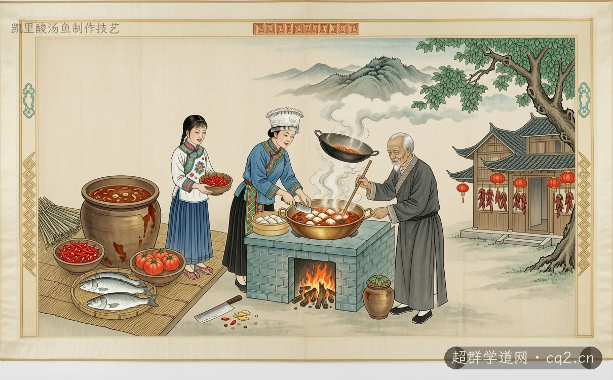 凯里酸汤鱼制作技艺（AI 生成意境插图）