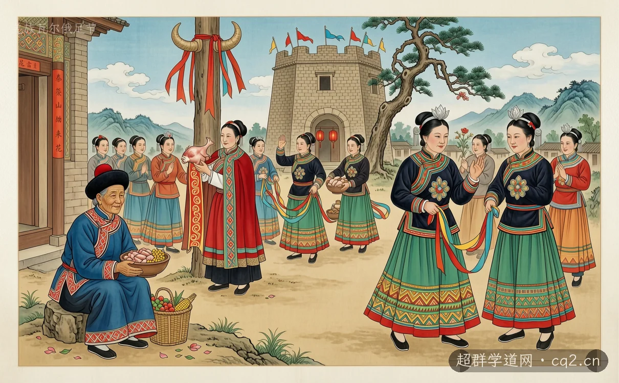 羌族瓦尔俄足节（AI 生成意境插图）