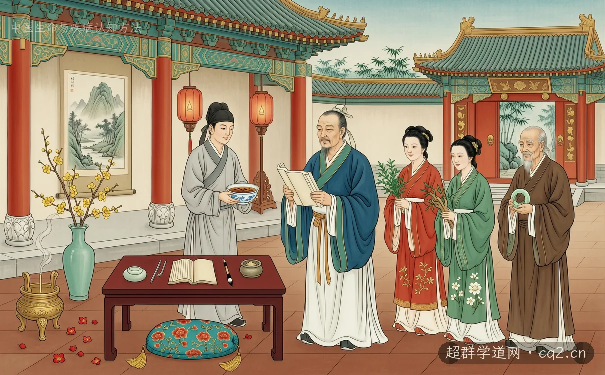 中医生命与疾病认知方法（AI 生成意境插图）