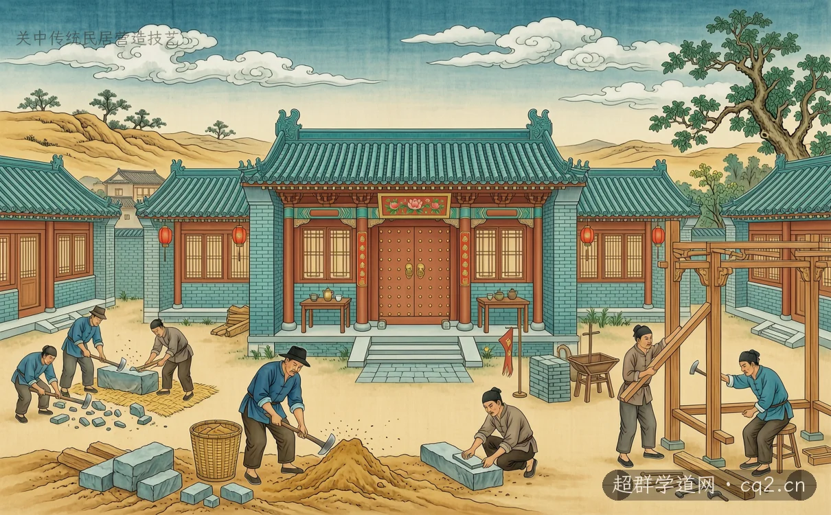 关中传统民居营造技艺（AI 生成意境插图）