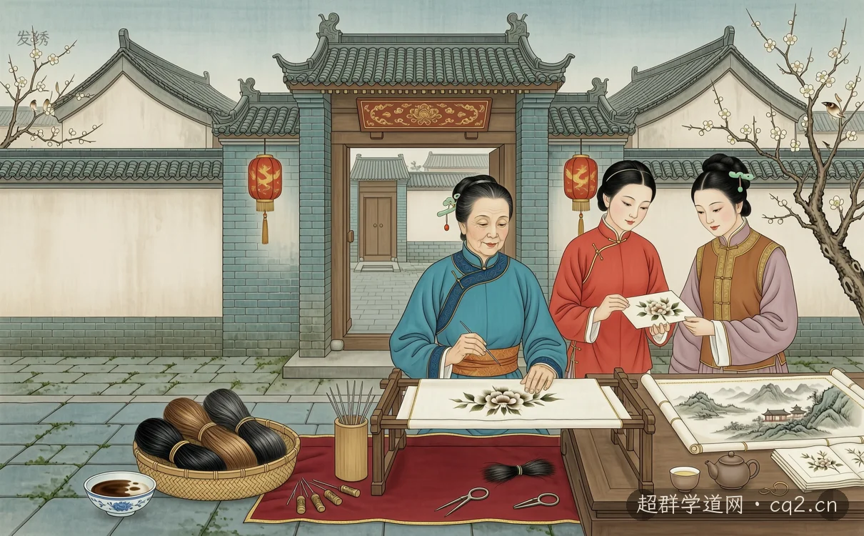 发绣（AI 生成意境插图）