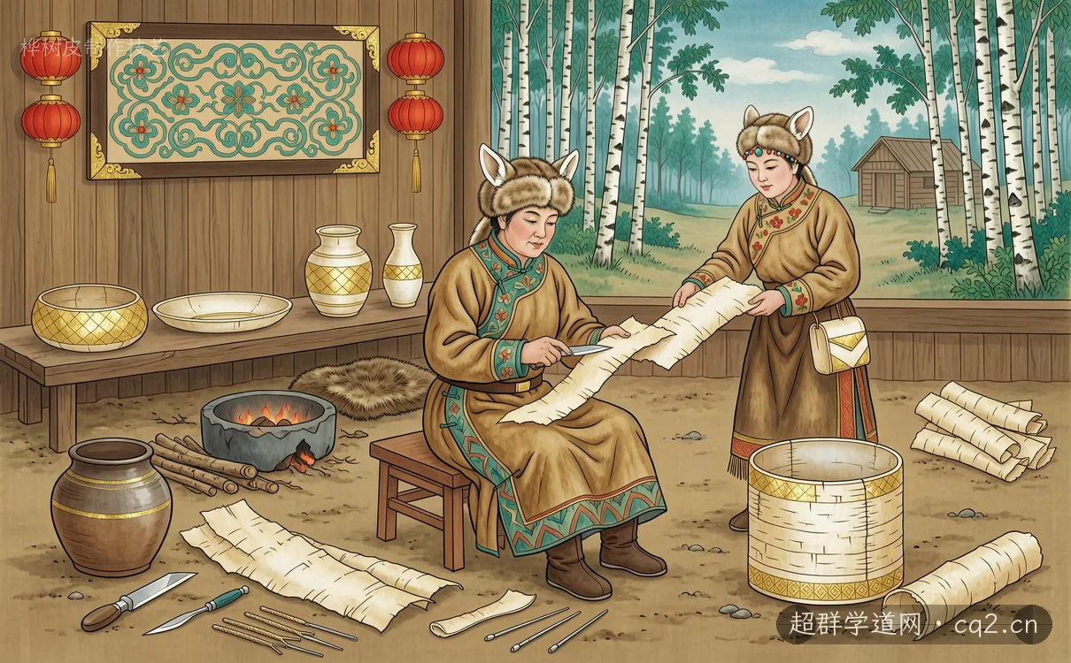 桦树皮制作技艺（AI 生成意境插图）