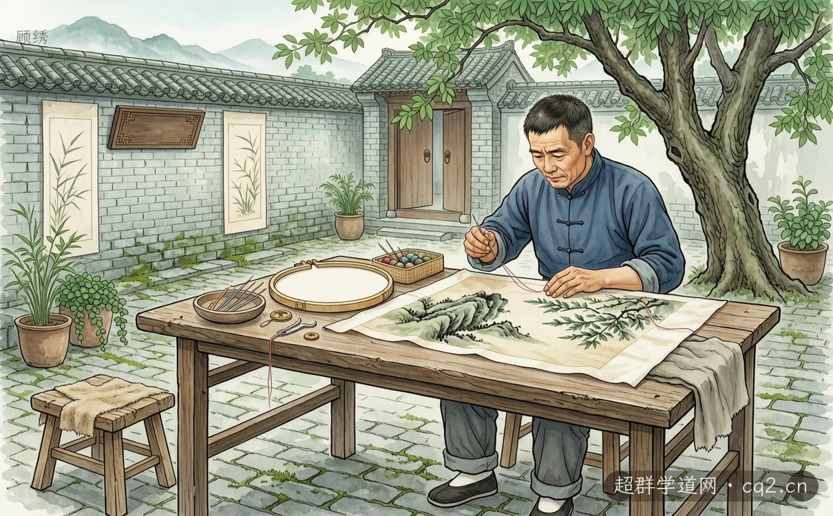 顧繡（AI 生成意境插圖）
