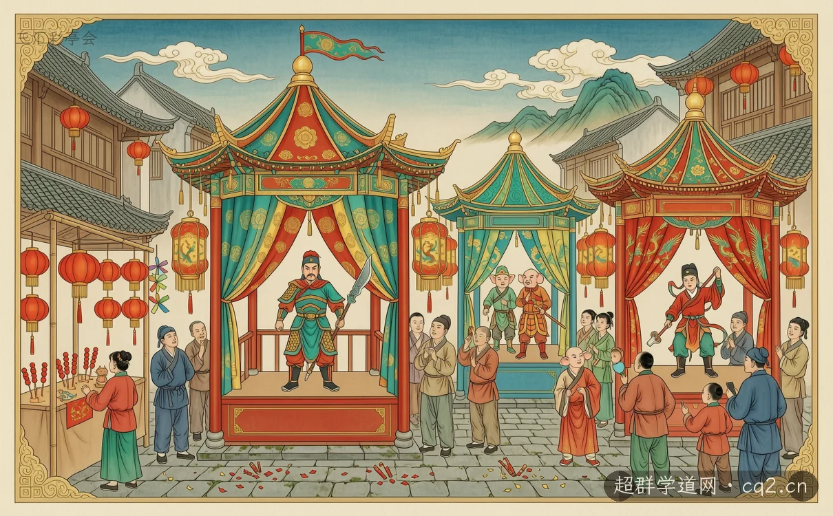 三汇彩亭会（AI 生成意境插图）