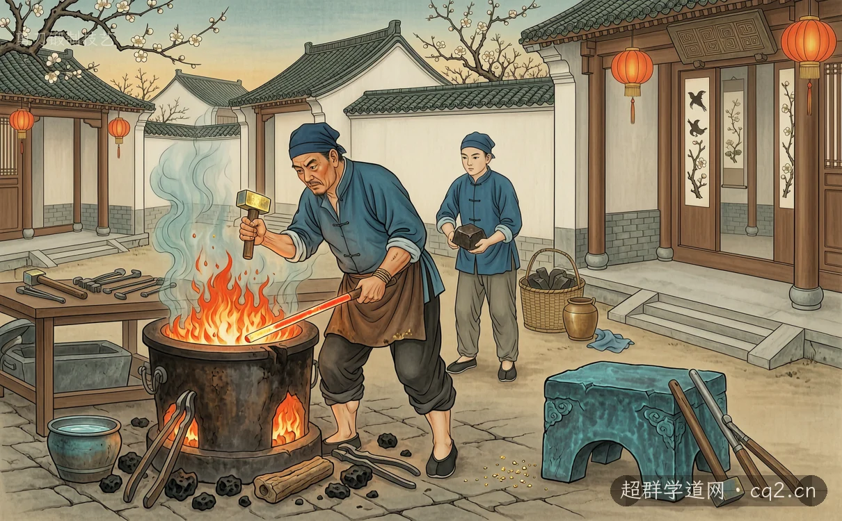 剪刀锻制技艺（AI 生成意境插图）