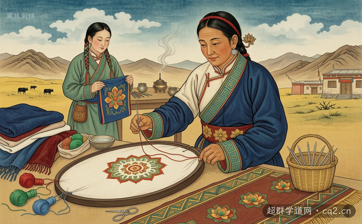 藏族刺绣（AI 生成意境插图）