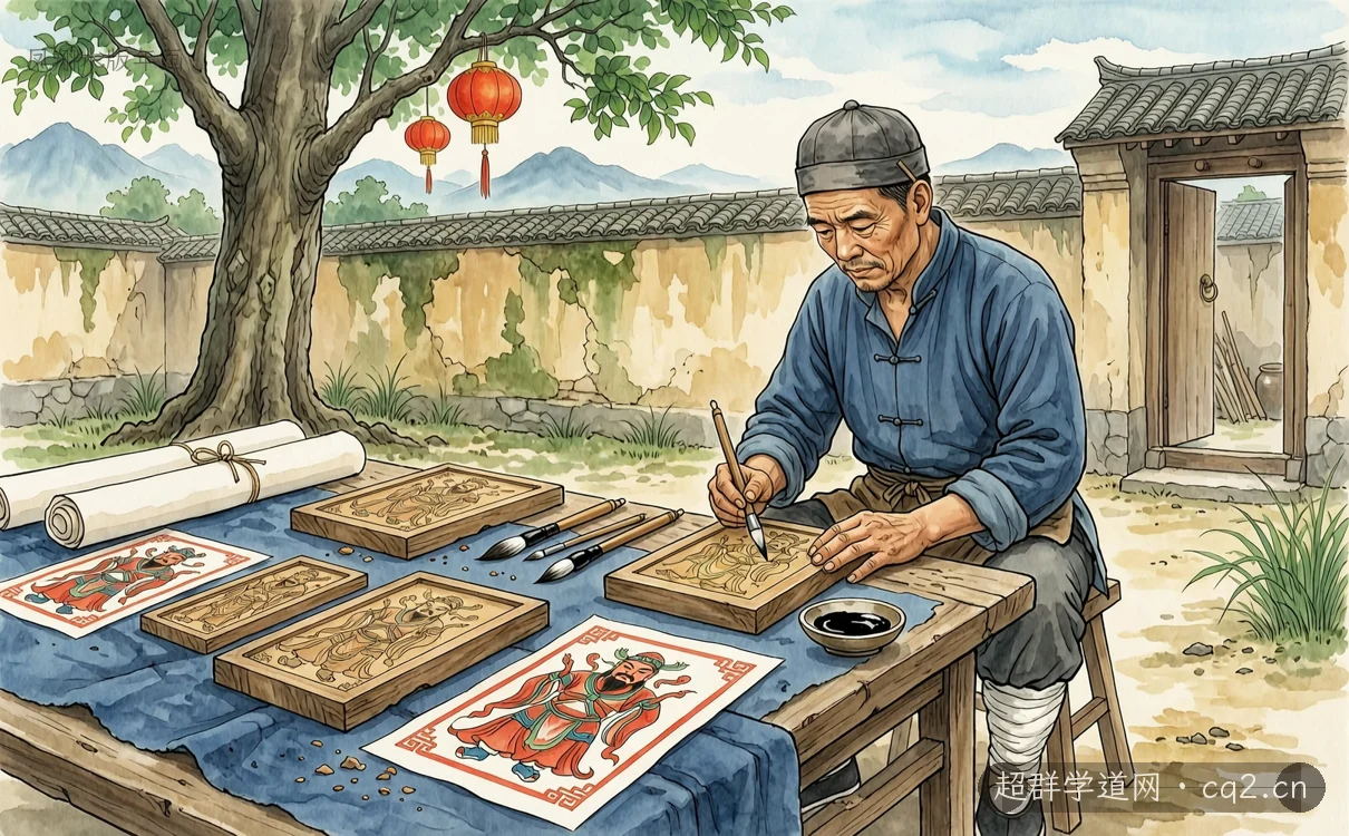 鳳翔木版年畫（AI 生成意境插圖）