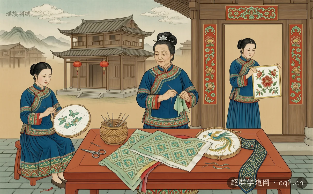 瑶族刺绣（AI 生成意境插图）
