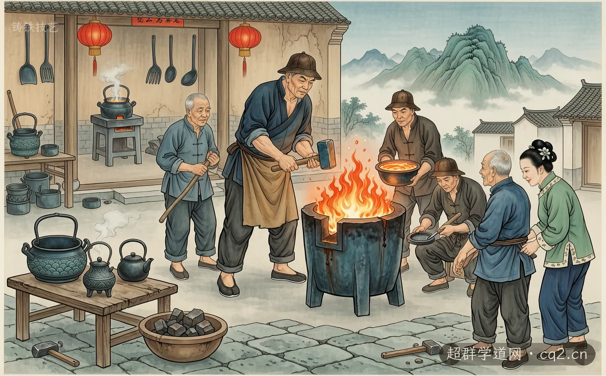 铸铁技艺（AI 生成意境插图）