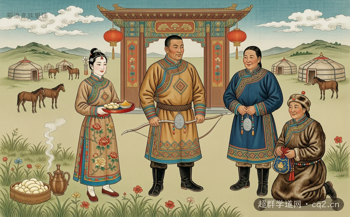 鄂温克族服饰（AI 生成意境插图）