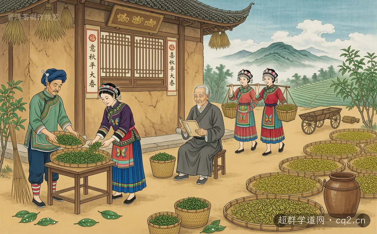 普洱茶制作技艺（AI 生成意境插图）