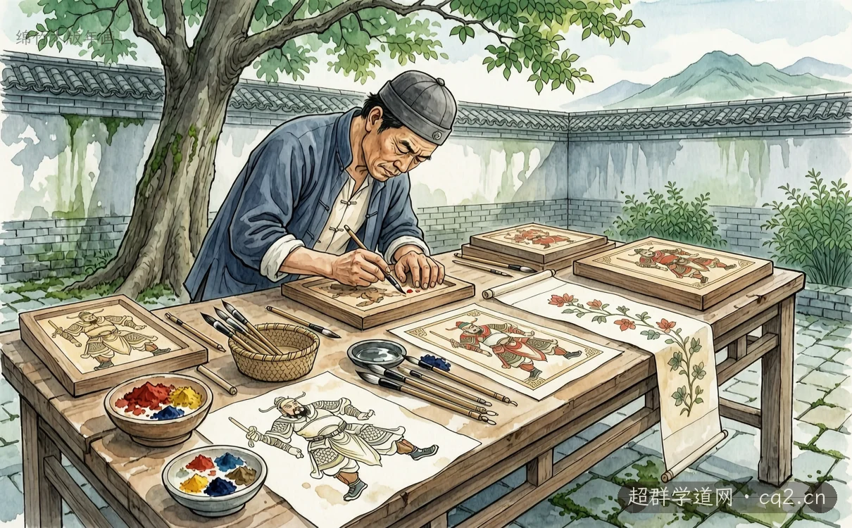 绵竹木版年画（AI 生成意境插图）